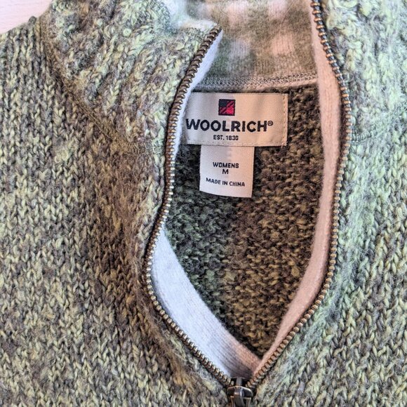 Woolrich 1/4 Zip Pullover Olive Green Fair Isles Sweater Women's Medium - Picture 5 of 5